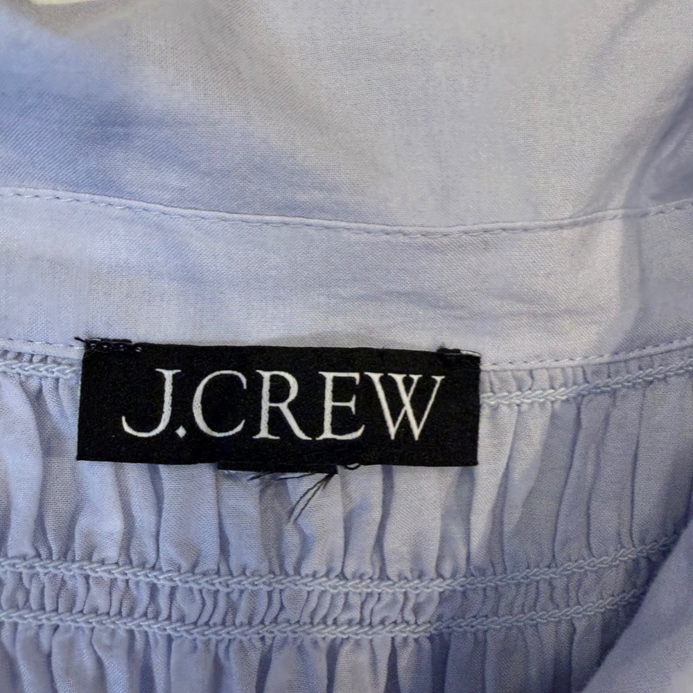 J.Crew Blue Smocked Button Top Coastal Preppy Cottage Spring medium quiet luxury - Picture 5 of 11